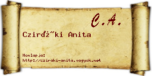 Cziráki Anita névjegykártya