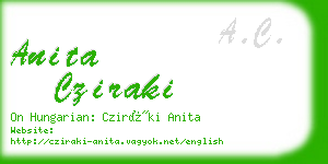 anita cziraki business card